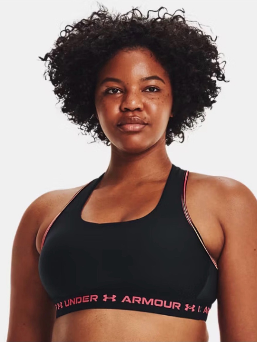 Under Armor Women’s Plus Size 2X Mid Crossback 80s Sports Bra Black Pink